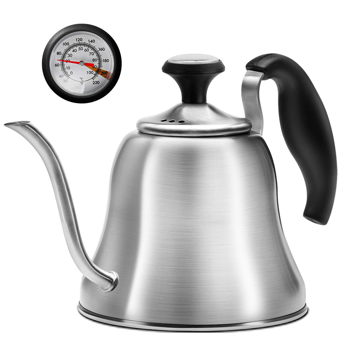 Chefbar stainless steel gooseneck kettle with thermometer