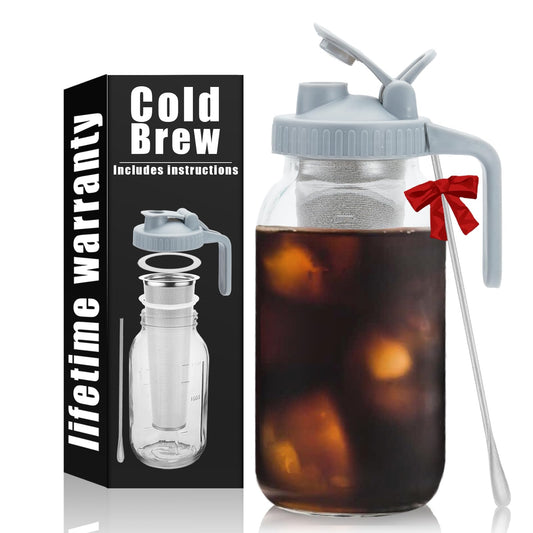 64oz Iced Coffee Brewer with Spoon & Dense Filter