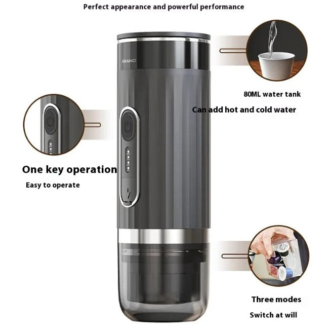 Portable Rechargeable Espresso Machine, Capsule and Ground Coffee