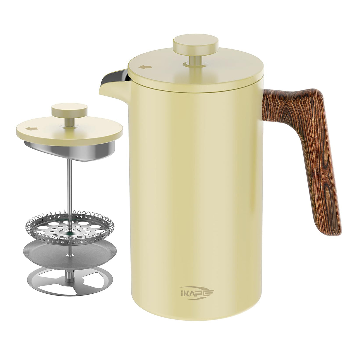 IKAPE 34oz Stainless Steel French Press, Yellow