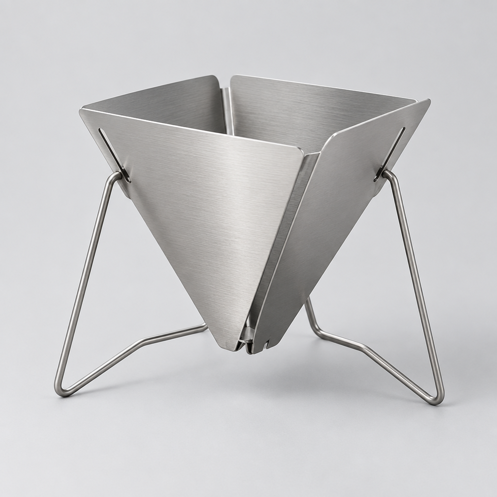 Folding stainless steel coffee dripper stand with wire legs