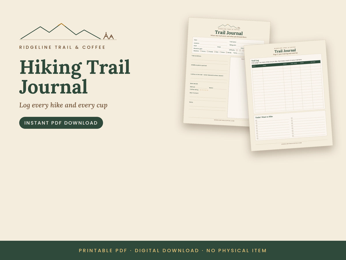 Hiking Trail Journal | Printable Trail Log with Coffee Notes